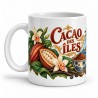 Mug cacao - Cacao des Îles, façon carte postale, anse à gauche