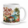 Mug cacao - Cacao des Îles, façon carte postale, anse à droite