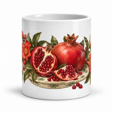 Mug gourmand - Grenades et fleurs, vue de face