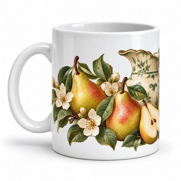 Mug gourmand - Poires du verger, anse à gauche