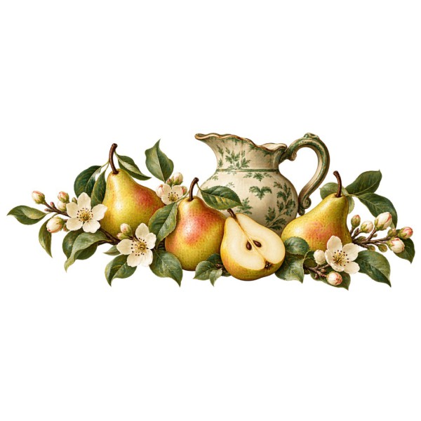 Mug gourmand - Poires du verger, décor à plat