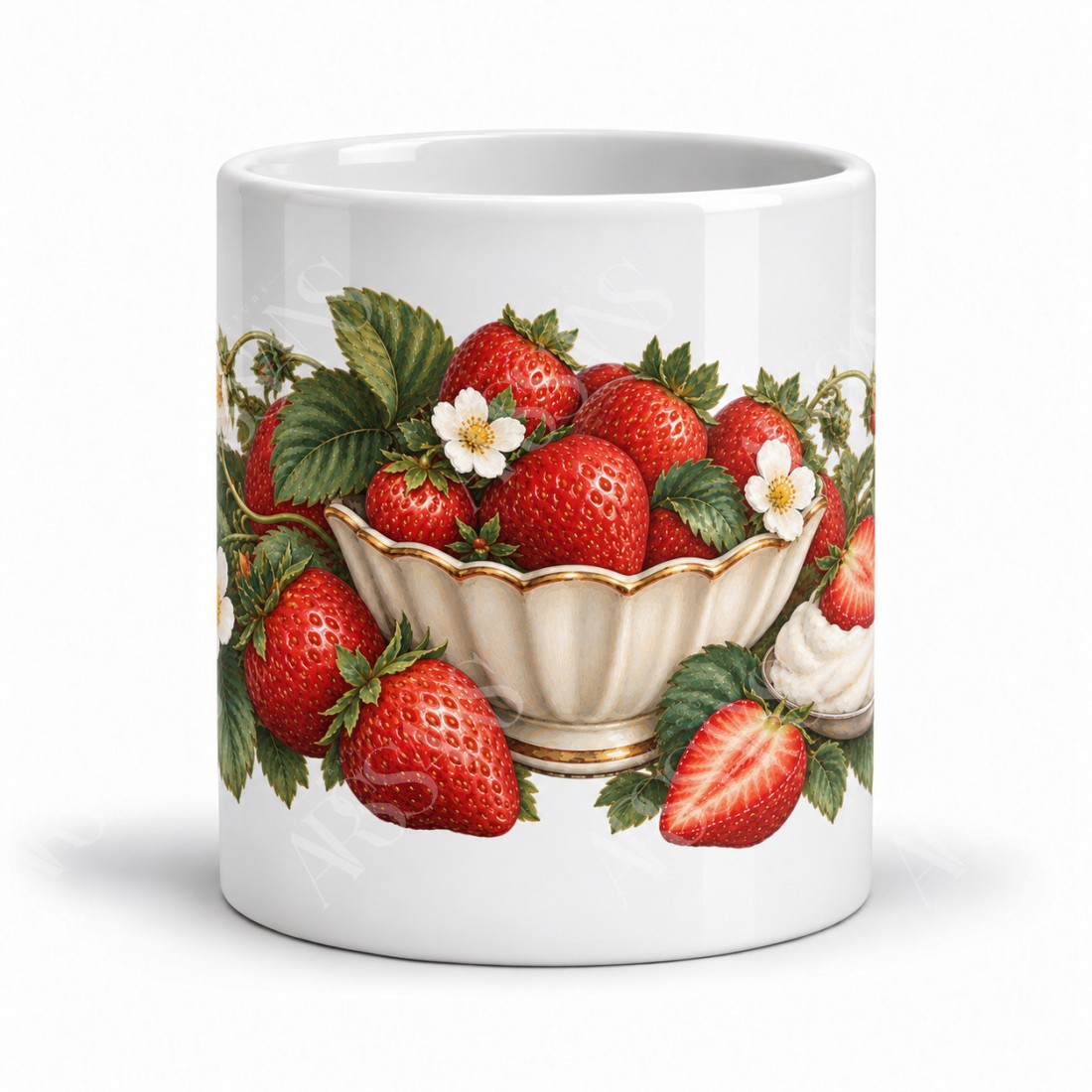 Mug gourmand - Fraises et crème, vue de face