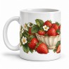 Mug gourmand - Fraises et crème, anse à gauche