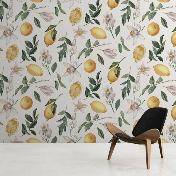 Papier Peint Aquarelle Lemon — Ambiance 3