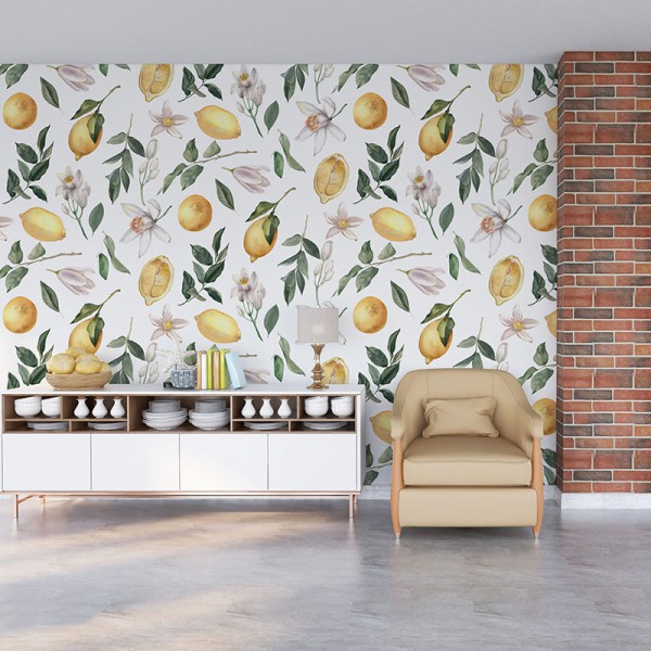 Papier Peint Aquarelle Lemon — Ambiance 1