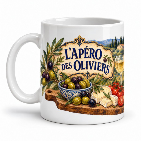 Mug apéritif - L’Apéro des oliviers, anse à gauche