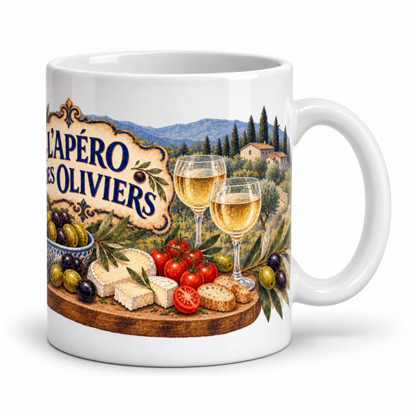 Mug apéritif - L’Apéro des oliviers, anse à droite