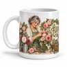 Mug métiers d’autrefois - La Fleuriste, façon carte postale, anse à gauche