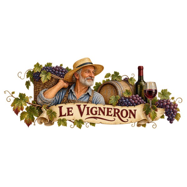 Mug métiers d’autrefois - Le Vigneron, façon carte postale, décor à plat
