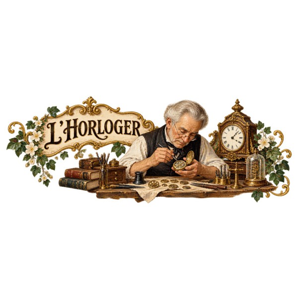 Mug métiers d’autrefois - L’Horloger, façon carte postale, décor à plat