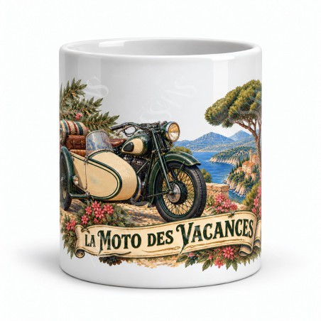 Mug rétro - La Moto des vacances, vue de face