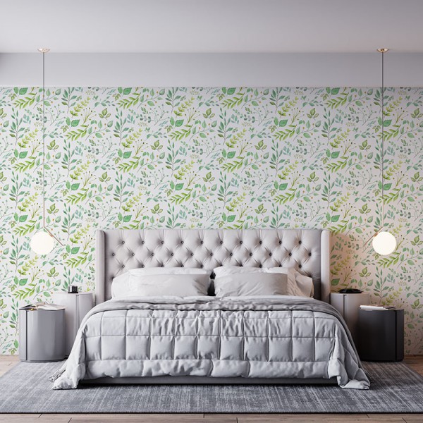 Papier Peint Aquarelle Viridis — Ambiance 1