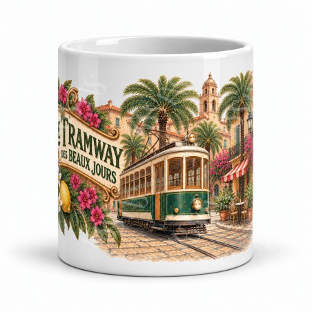 Mug rétro - Le Tramway des beaux jours, vue de face