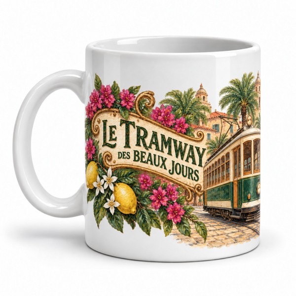 Mug rétro - Le Tramway des beaux jours, anse à gauche
