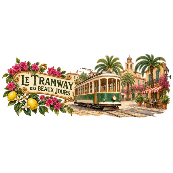 Mug rétro - Le Tramway des beaux jours, décor à plat