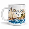 Mug voyage - Voilier et phare, anse à gauche