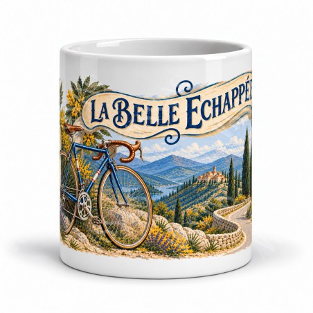 Mug rétro - La Bicyclette des cols, vue de face