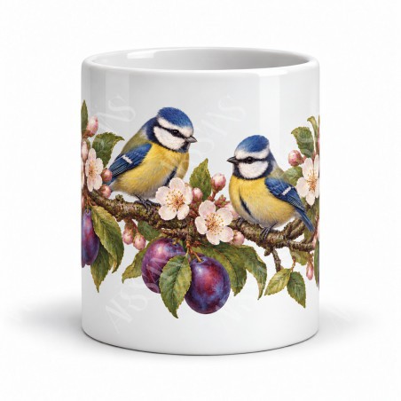 Mug nature - Mésanges et prunier, vue de face