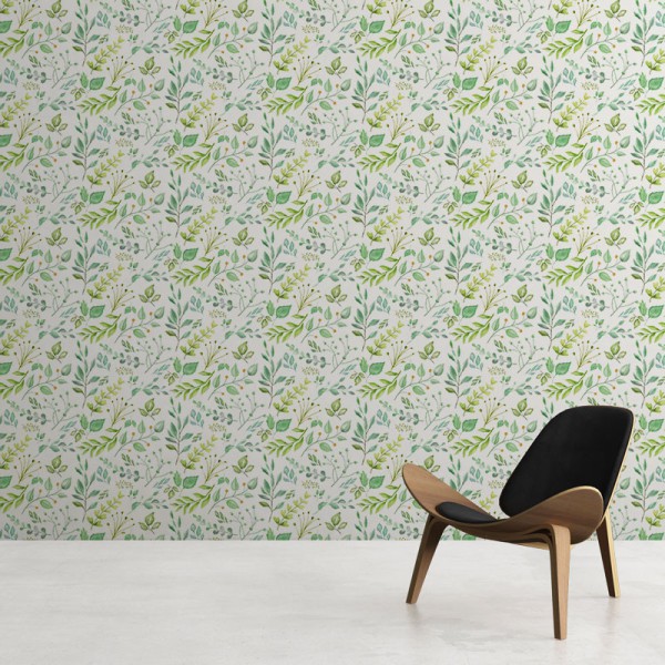 Papier Peint Aquarelle Viridis — Ambiance 3