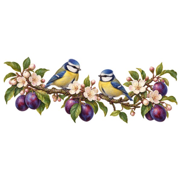 Mug nature - Mésanges et prunier, décor à plat