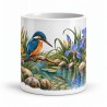 Mug nature - Martin-pêcheur et rivière, façon carte postale, vue de face