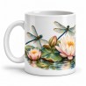 Mug nature - Libellules et nénuphars, anse à gauche