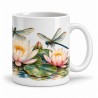 Mug nature - Libellules et nénuphars, anse à droite