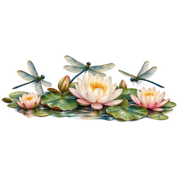 Mug nature - Libellules et nénuphars, décor à plat