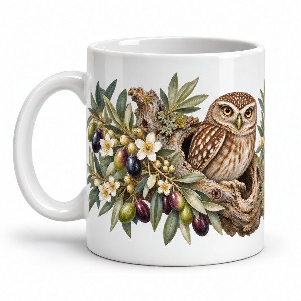 Mug nature - La Chevêche de l’olivier, anse à gauche
