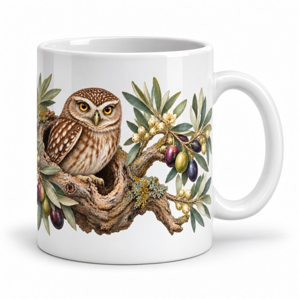 Mug nature - La Chevêche de l’olivier, anse à droite