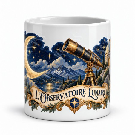 Mug imaginaire - L’Observatoire lunaire, façon carte postale, vue de face