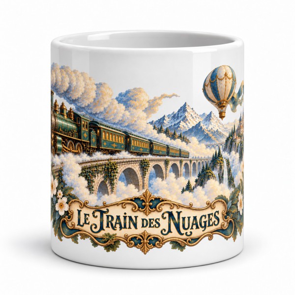 Mug imaginaire - Le Train des nuages, façon carte postale, Manufacture Arssans