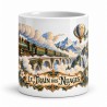 Mug imaginaire - Le Train des nuages, façon carte postale, vue de face