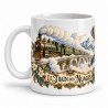 Mug imaginaire - Le Train des nuages, façon carte postale, anse à gauche