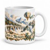 Mug imaginaire - Le Train des nuages, façon carte postale, anse à droite