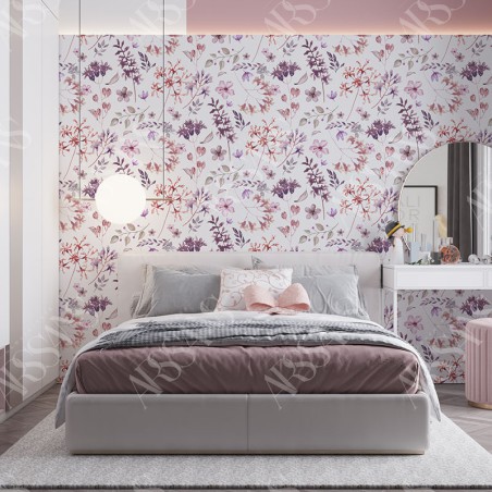 Papier Peint Aquarelle Purpura - papier peint intissé blanc pour chambre