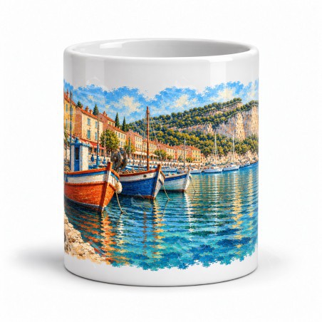 Mug Provence - Les Barques de Cassis, vue de face