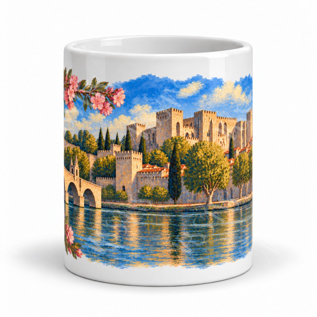 Mug Provence - Avignon, lumière sur les remparts, vue de face