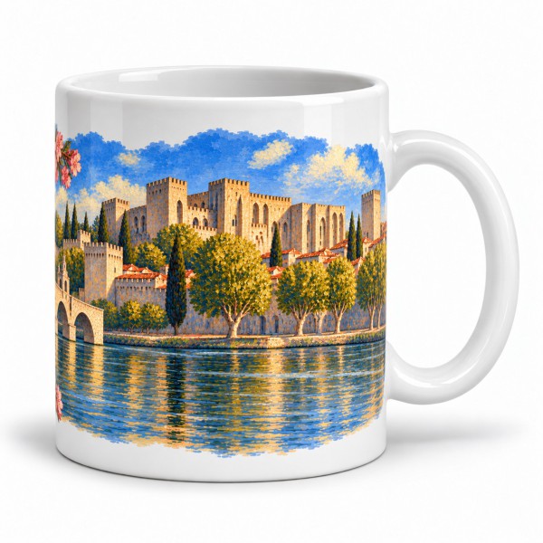 Mug Provence - Avignon, lumière sur les remparts, anse à droite