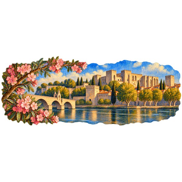Mug Provence - Avignon, lumière sur les remparts, décor à plat