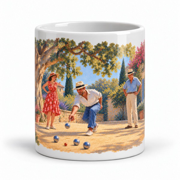 Mug Provence - La Partie de pétanque, façon tableau, Manufacture Arssans