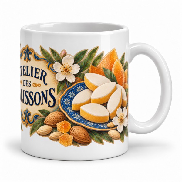 Mug gourmand - L’Atelier des calissons, anse à droite