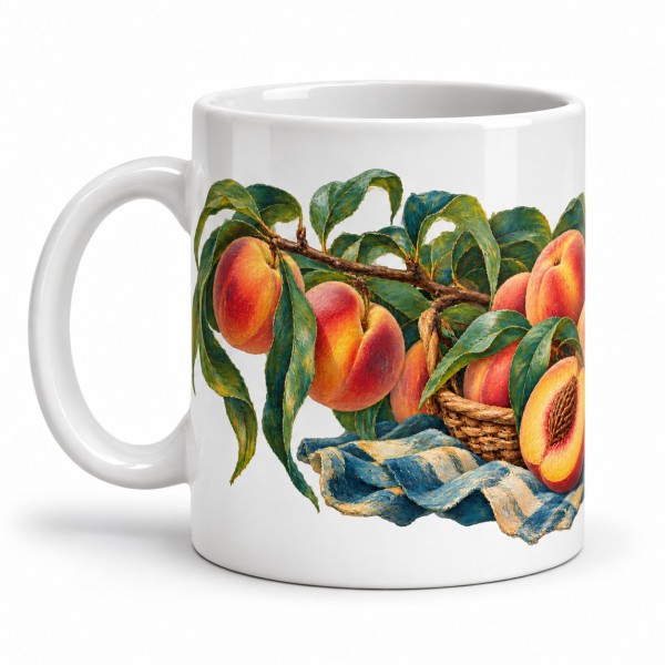 Mug gourmand - Pêches de velours, anse à gauche