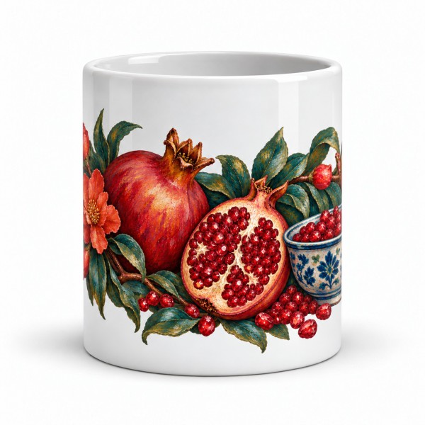 Mug gourmand - Grenades et fleurs rouges, Manufacture Arssans