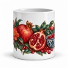Mug gourmand - Grenades et fleurs rouges, vue de face