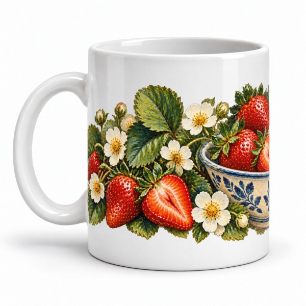 Mug gourmand - Fraises de printemps, anse à gauche