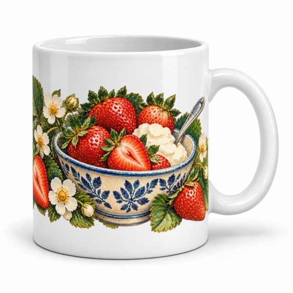 Mug gourmand - Fraises de printemps, anse à droite