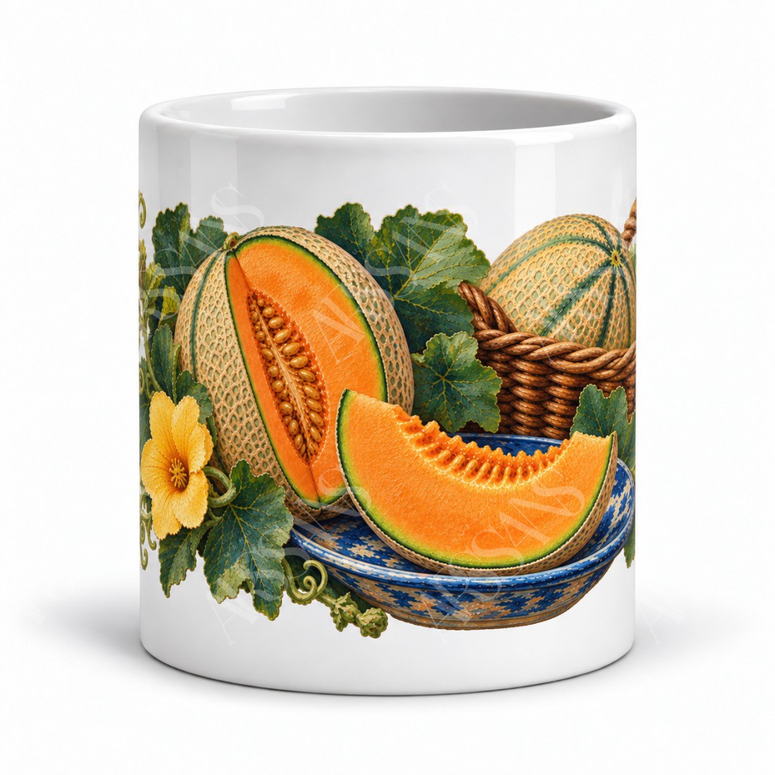 Mug gourmand - Melon et panier d’été, vue de face