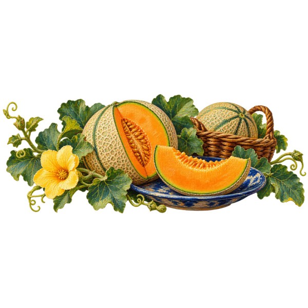 Mug gourmand - Melon et panier d’été, décor à plat