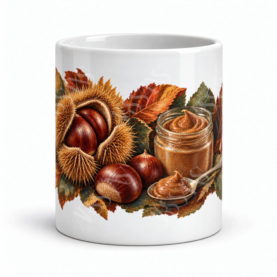 Mug gourmand - Châtaignes et crème de marrons, vue de face